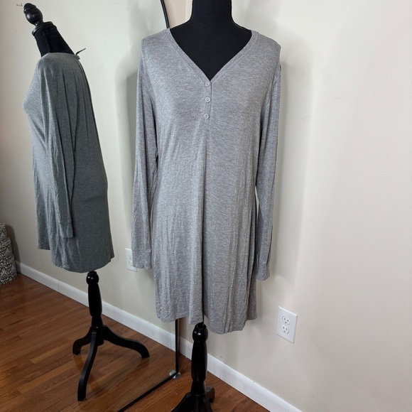 Skims Heather Grey Sleep Ling Sleeve Henley Dress Size XL - Picture 4 of 7